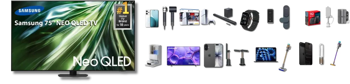 Home appliance prize lineup: Samsung TV, Dyson, PS5, iPhone, MacBook